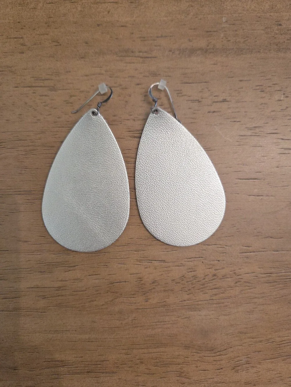 Platinum Nickel & Suede Teardrop Earrings